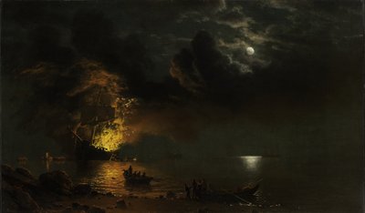 The Burning Ship, 1869  by Albert Bierstadt