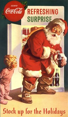 Coca Cola advertisement with Santa Claus 40s. Prior