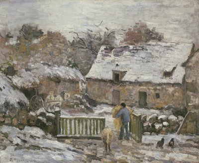 A Farm at Montfoucault: Effect of Snow, 1876  by Camille Jacob Pissarro