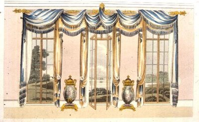window drawing with curtains