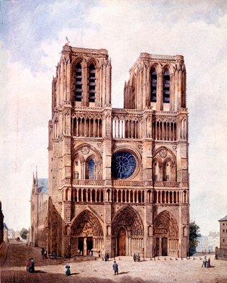 かわいすぎ〜！ヴィンテージ水彩画 Notre-Dame 1958 La Facade de la Cathedrale Notre Dame de Paris