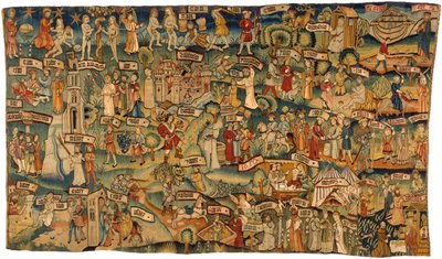 Tapestry depicting thirty six scenes from the Old and New