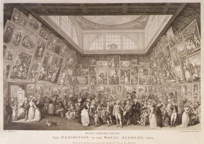 Interior view of Somerset House showing an exhibition of the Royal