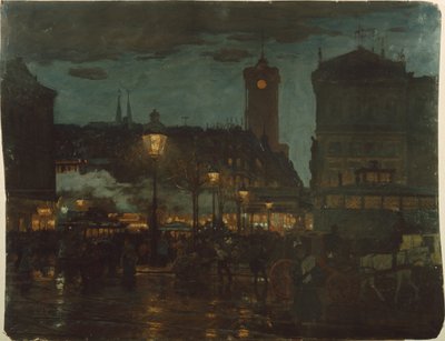 Alexander Square, Berlin, at night, 1895  by Karl Langhammer