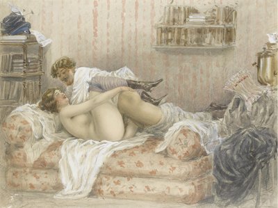 Erotic Scene by Mihaly von Zichy
