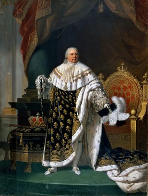 Portrait of Louis XVIII 1755 1824 in coronation robes