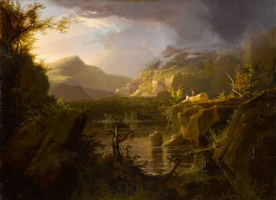 Romantic Landscape, c.1826 (oil on wood panel) by Thomas Cole