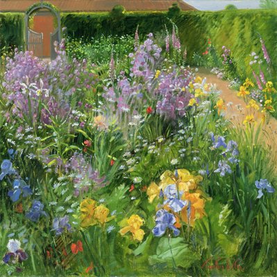 Sweet Rocket, Foxgloves and Irises, 2000  by Timothy Easton
