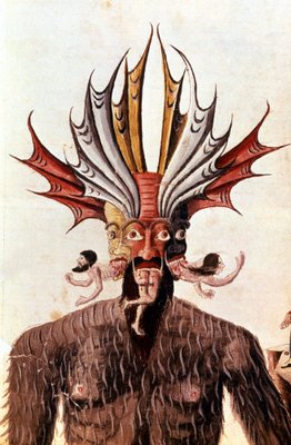 Performance of Lucifer (devil) in Dante's 'Divina Commedia'. 14th