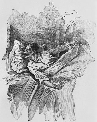 Nightmare, illustration from Le Horla by Guy de Maupassant (1850-93)  engraved by Georges Lemoine, Paris, Editions Albin Michel, c.1910 (wood  engraving)
