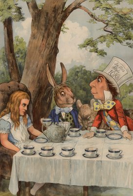 The Mad Hatter's Tea Party, illustration from 'Alice in Wonderland' by  Lewis Carroll