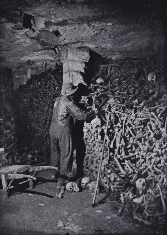 In the Catacombs of Paris (b/w photo) by Nadar