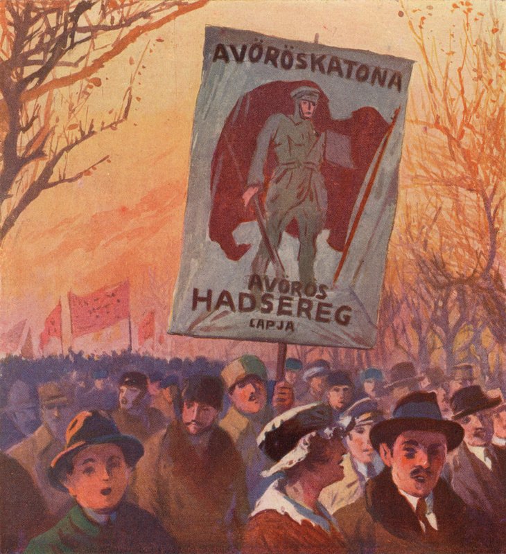 Demonstration in support of recruitment to the Russian Red Army, Budapest, Hungary by (after) Carrey