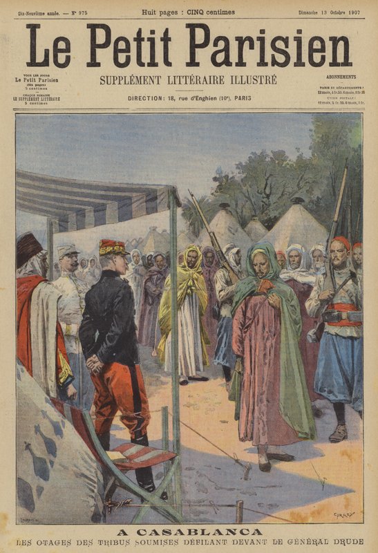 Hostages from Subjugated Moroccan Tribes Marching Past General Drude at Casablanca by (after) Carrey