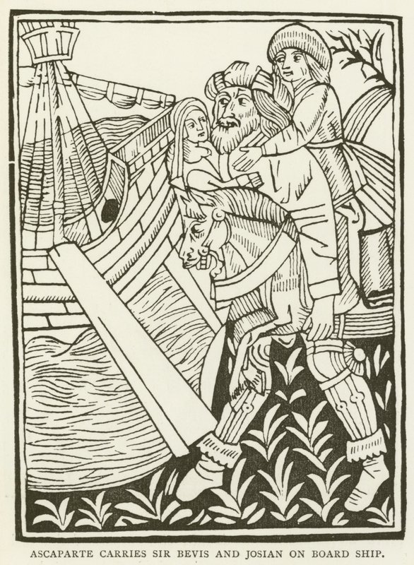 Ascaparte carries Sir Bevis and Josian on board ship by (after) English School