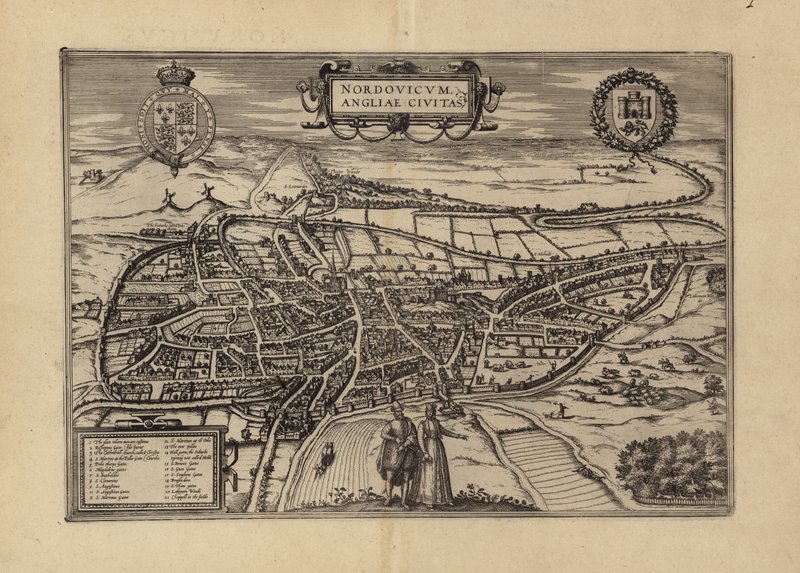 Map of Norwich, Norfolk by (after) English School