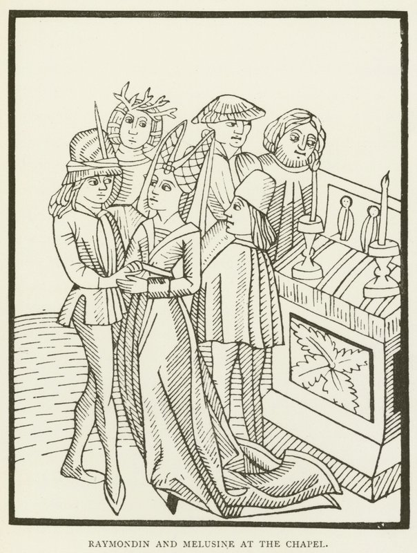 Raymondin and Melusine at the chapel by (after) English School