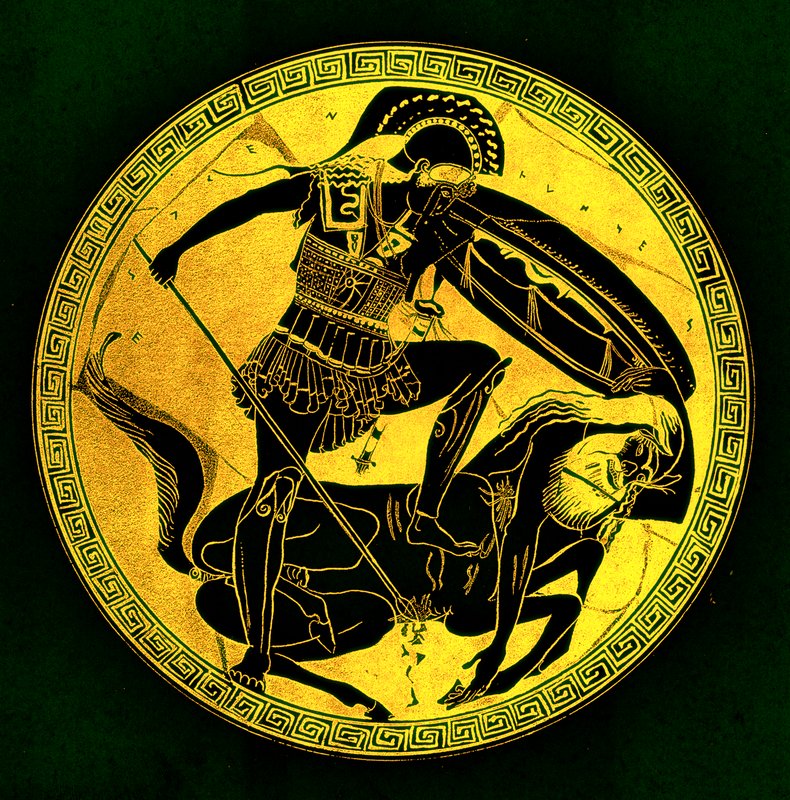 Warrior and centaur, illustration from 