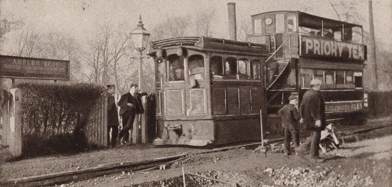Last of the old steam trams in Birmingham by (after) English photographer