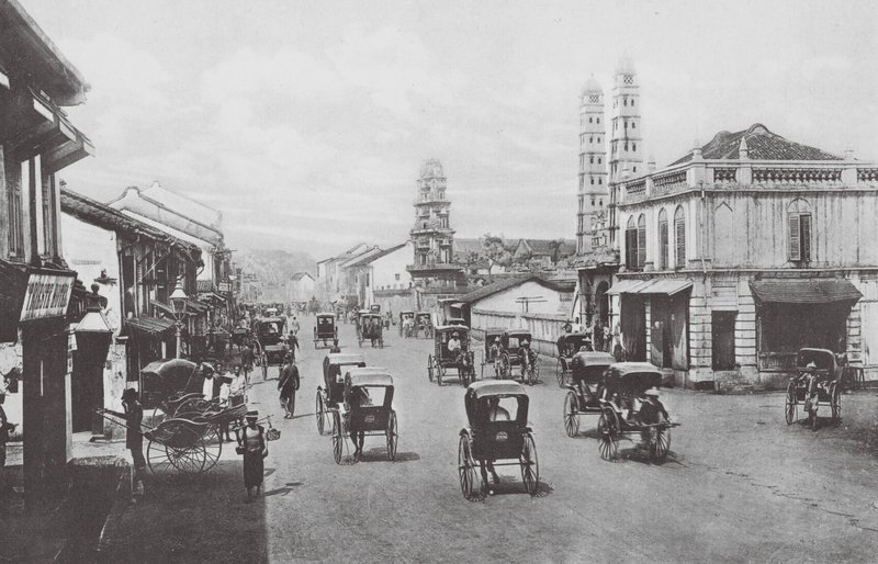 Singapore: North Bridge Road by (after) English photographer