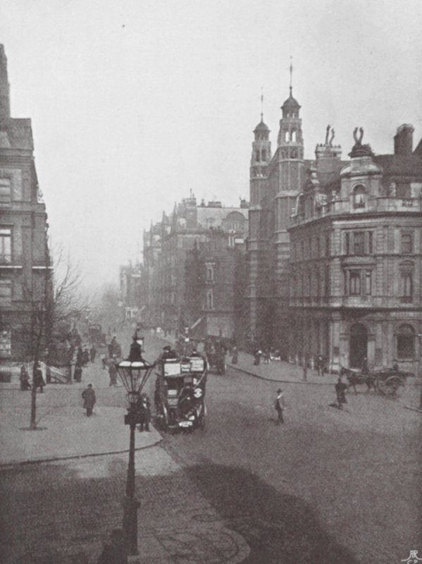 Sloane Square and Street, and Holy Trinity Church by (after) English photographer