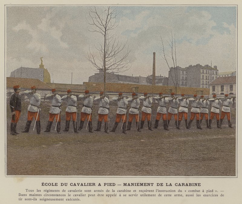 Foot Cavalry School, Handling the Carbine by (after) French Photographer