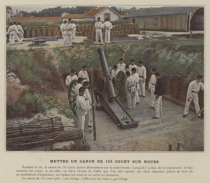 Mounting a 155 Short Cannon on Wheels by (after) French Photographer