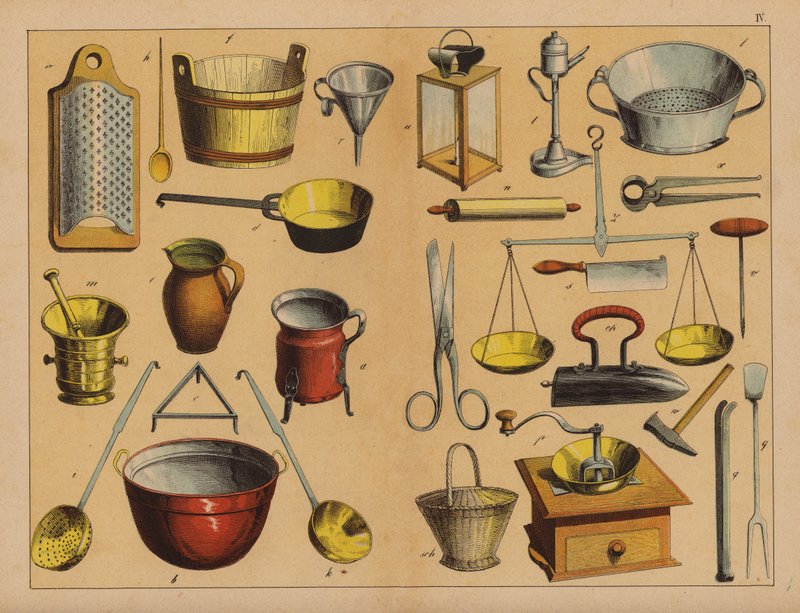 Kitchen utensils and tools by (after) German School