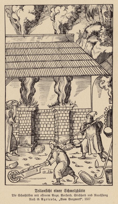 Partial view of a smelter by (after) German School