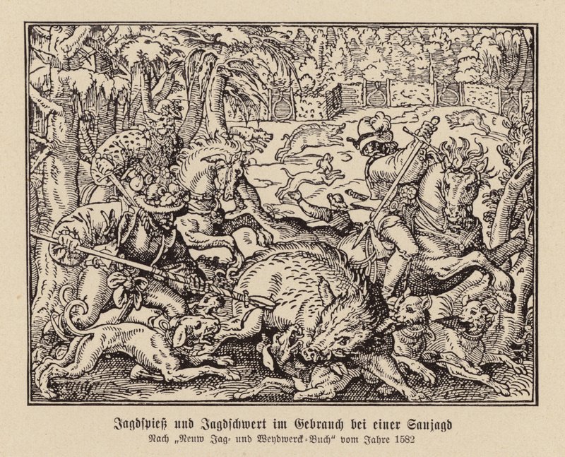 Wild boar hunt by (after) German School