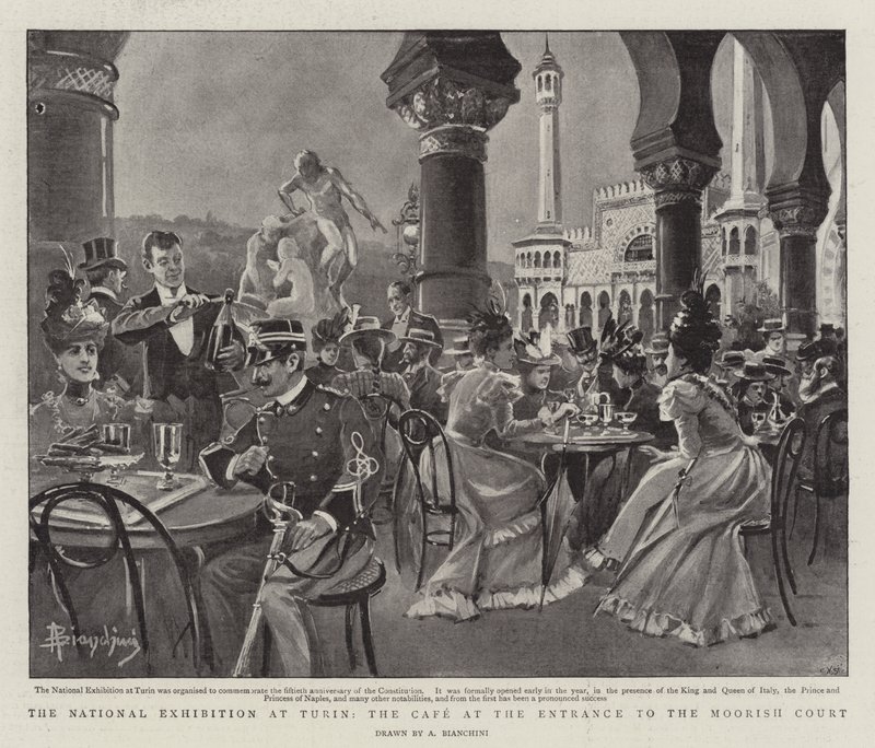 The National Exhibition at Turin, the Cafe at the Entrance to the Moorish Court by (after) Italian School
