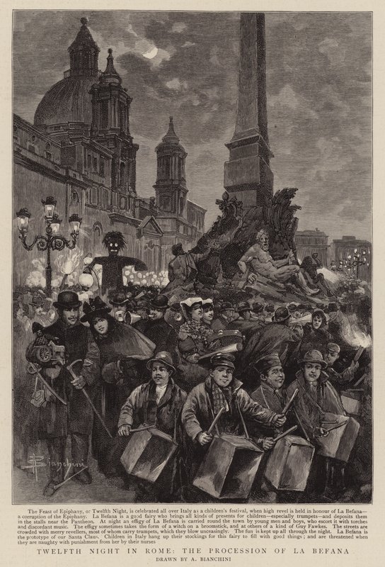 Twelfth Night in Rome, the Procession of La Befana by (after) Italian School