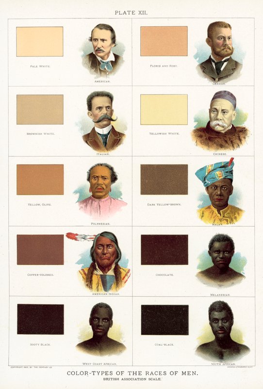 Color-Types of the Races of Men, British Association scale by American School