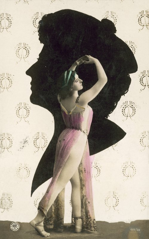 Girl with Striking, Exposed Legs, with Head in Silhouette Behind by French Photographer