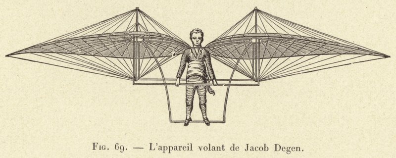 The Flying Apparatus of Jacob Degen by French School