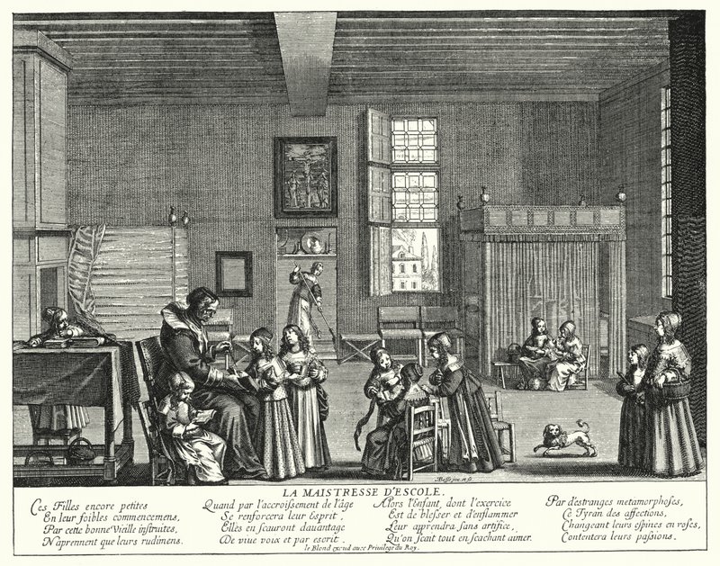 The Schoolmistress by Abraham (after) Bosse