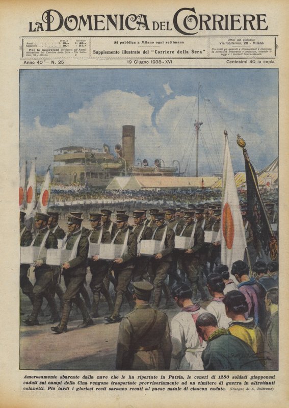 Lovingly Disembarked from the Ship That Brought Them Back to Their Homeland, the Ashes of 1280 Soldiers by Achille Beltrame