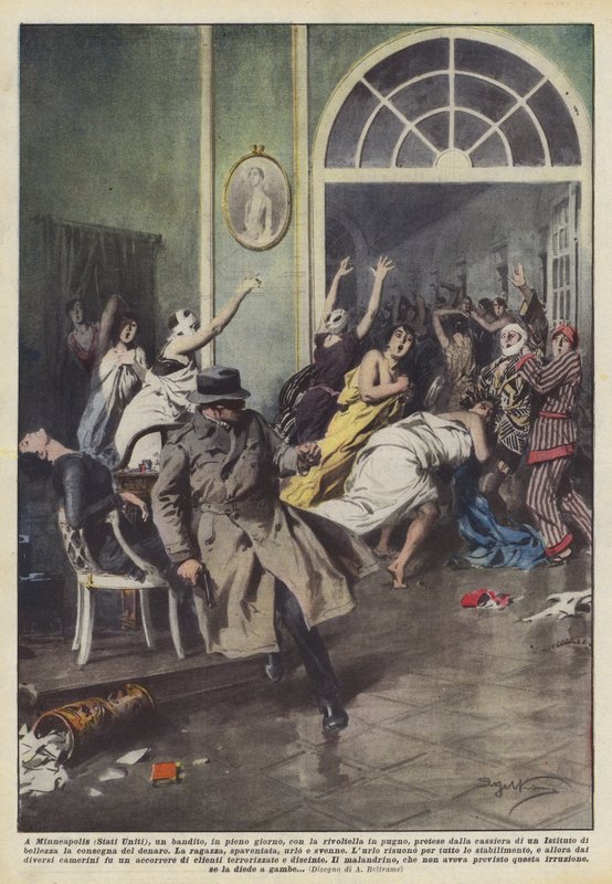 In Minneapolis (USA), a Bandit in Broad Daylight with a Revolver by Achille Beltrame