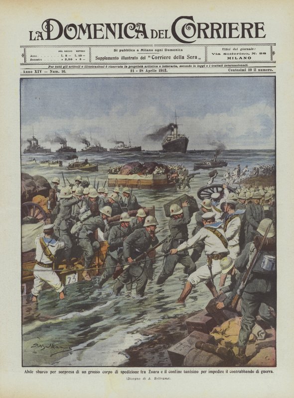 Skillful Surprise Landing of a Large Expeditionary Force Between Zuara and the Tunisian Border by Achille Beltrame