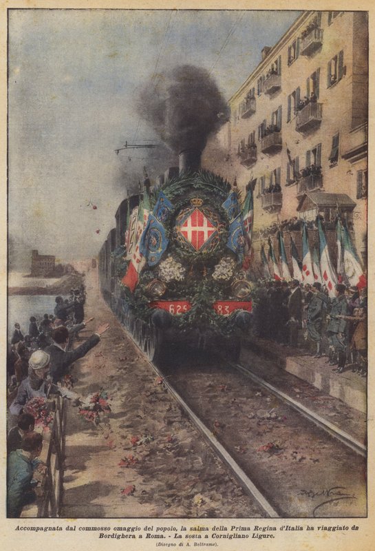 Accompanied by the Emotional Tribute of the People, the Body of the First Queen of Italy Traveled by Achille Beltrame