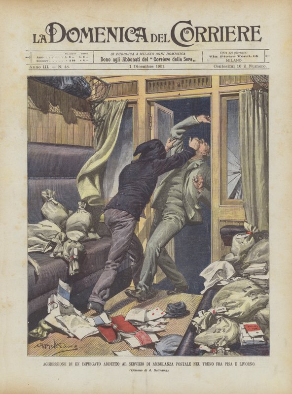 Assault on a Postal Ambulance Service Employee on the Train Between Pisa and Livorno by Achille Beltrame
