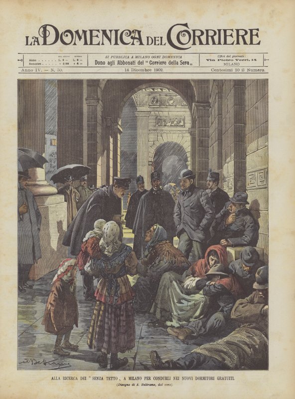 Searching for the Homeless in Milan to Take Them to the New Free Dormitories by Achille Beltrame