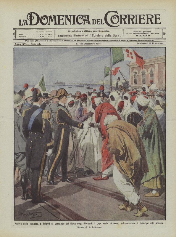 Arrival of the Squad in Tripoli Commanded by the Duke of Abruzzi, Arab Leaders Receive by Achille Beltrame