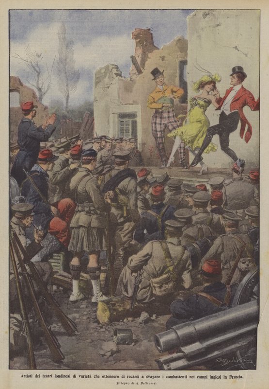 Artists from London Variety Theatres Entertaining the Fighters in the Fields by Achille Beltrame