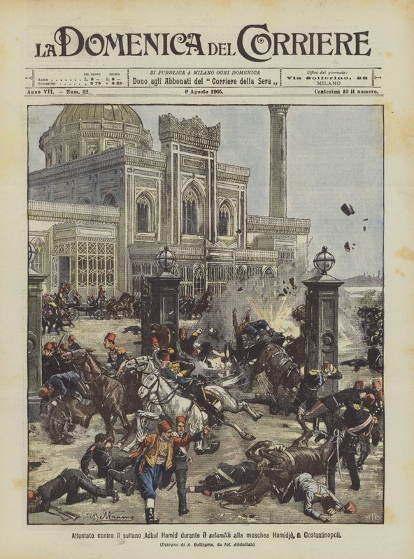 Attempt Against Sultan Abdul Hamid During the Selamlik at the Hamidie Mosque in Constantinople by Achille Beltrame