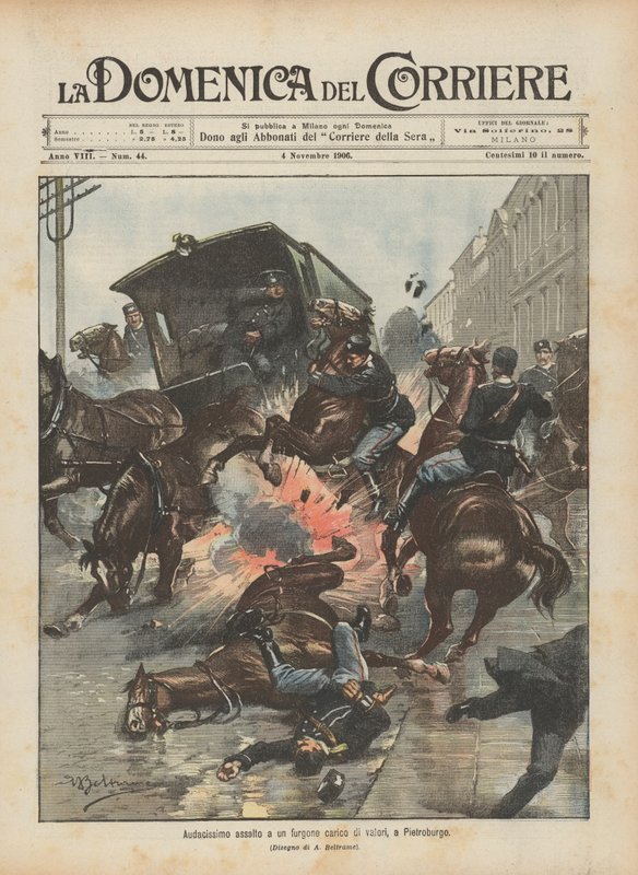 Daring Assault on a Van Loaded with Valuables in St. Petersburg by Achille Beltrame