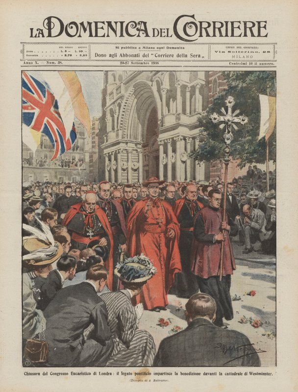 Closing of the Eucharistic Congress in London, the papal legate gives the blessing by Achille Beltrame
