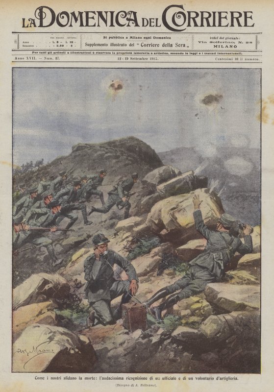 How Our Men Defy Death, the Daring Reconnaissance of an Officer and an Artillery Volunteer by Achille Beltrame