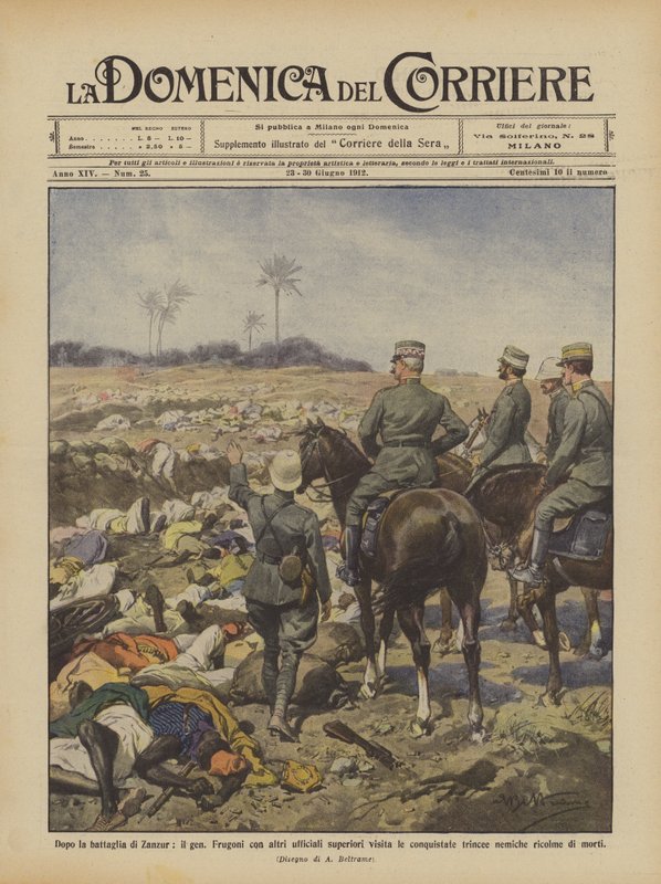 After the Battle of Zanzur, General Frugoni with Other Senior Officers Visits the Conquered by Achille Beltrame