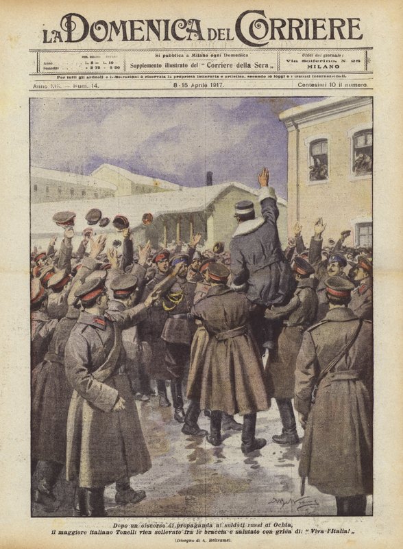 After a Propaganda Speech to the Russian Soldiers of Ochta, the Italian Major Tonelli by Achille Beltrame